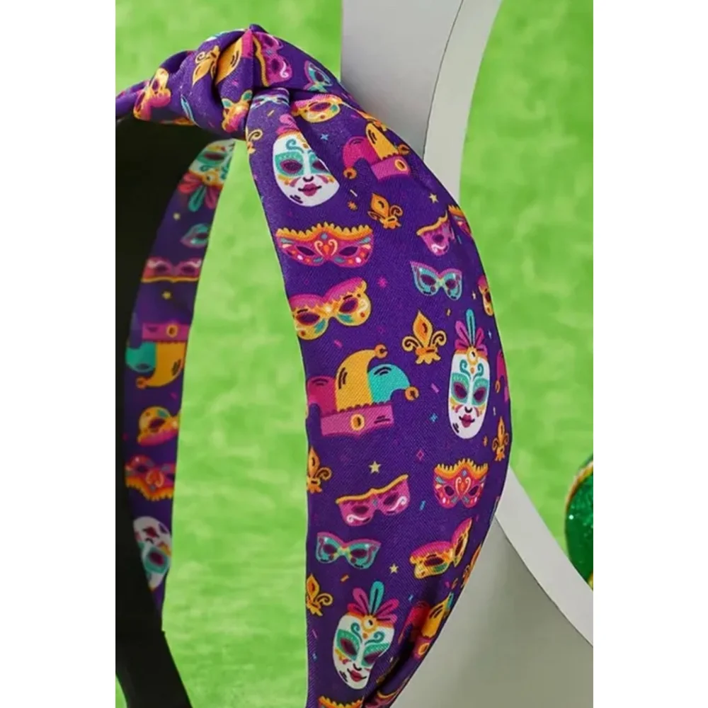 Mardi Gras Mask Top Knot Headband